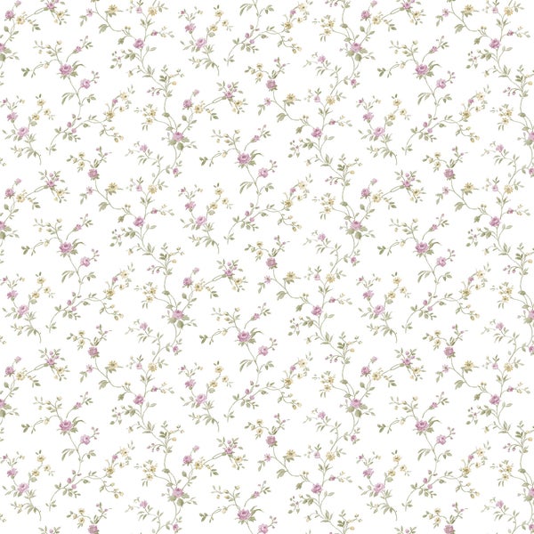 Sanders und Sanders Tapete Blumen Grün, Lila und Weiß - 53 cm x 10 m - 640406