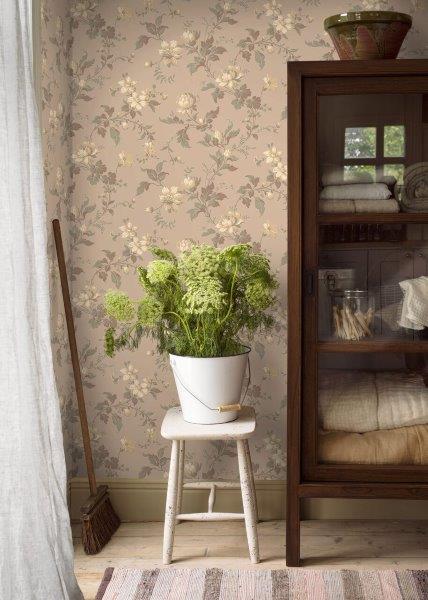 Borastapeter Tapete Blumenmuster Braun - 53 cm x 10.05 m - 660058