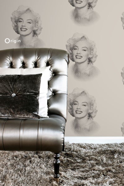 Origin Wallcoverings Tapete Marilyn Monroe Grau und Schwarz - 53 cm x 10.05 m - 326350