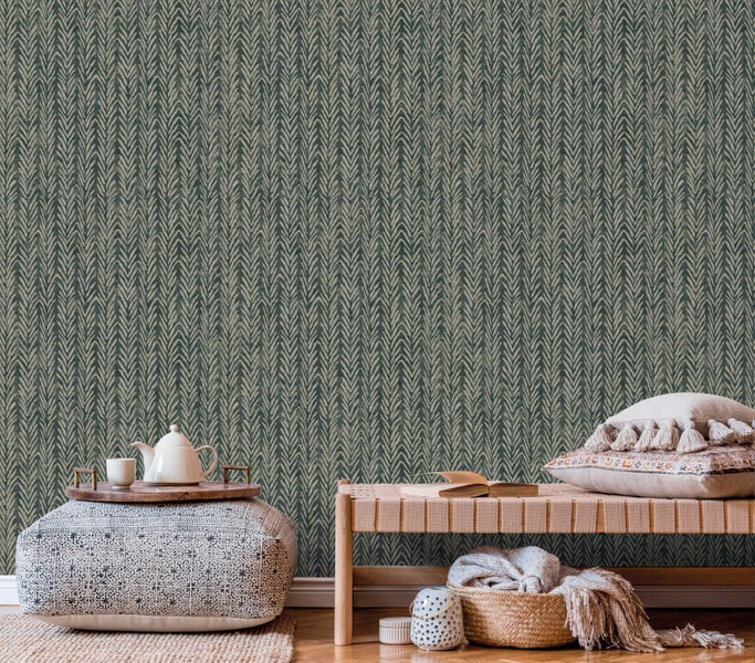 Sanders und Sanders Tapete Zickzack-Motiv Dunkelgrün - 53 cm x 10 m - 640505
