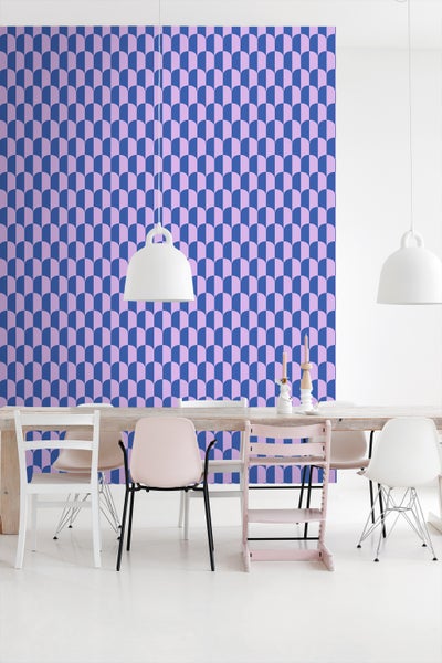 ESTAhome Tapete Art Decó Muster Violett und Königsblau - 53 cm x 10.05 m - 139983