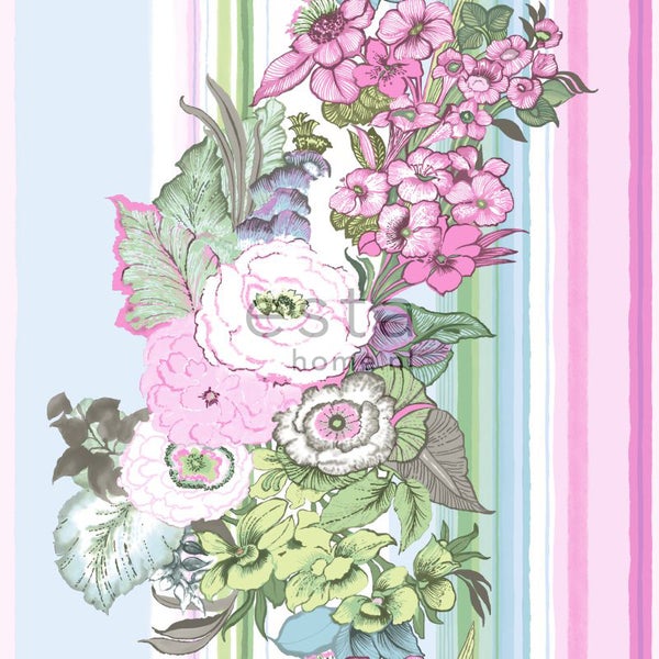 Blumenmuster auf gestreiftem Hintergrund