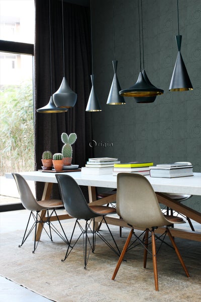 Origin Wallcoverings Tapete Querschnitte von Baumstämmen Smaragdgrün - 53 cm x 10.05 m - 347549