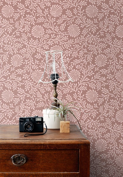 ESTAhome Tapete Blumenmuster mauve-violett - 50 x 900 cm - 131516