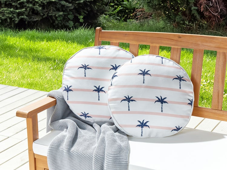 Gartenkissen 2er Set MOLTEDO Streifenmuster 40 x 40 cm Weiß