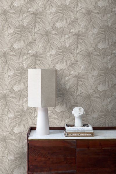 Origin Wallcoverings Tapete 3D Muster Blätter Hellgrau - 50 x 900 cm - 347915