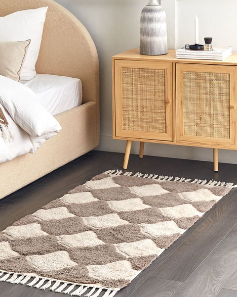 Teppich SINOP Beige 80 x 150 cm Baumwolle