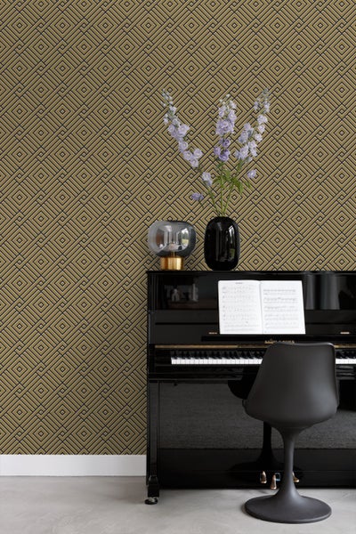 Origin Wallcoverings Tapete 3D grafisches Motiv Gold und Schwarz - 50 x 900 cm - 347979