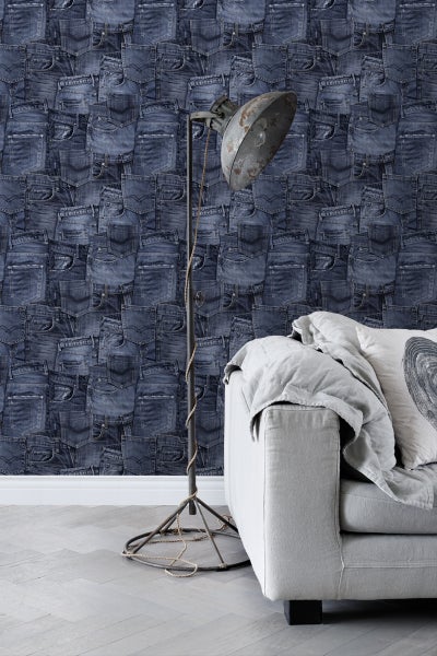 ESTAhome Tapete Jeansstoff Tintenblau - 53 cm x 10.05 m - 137736