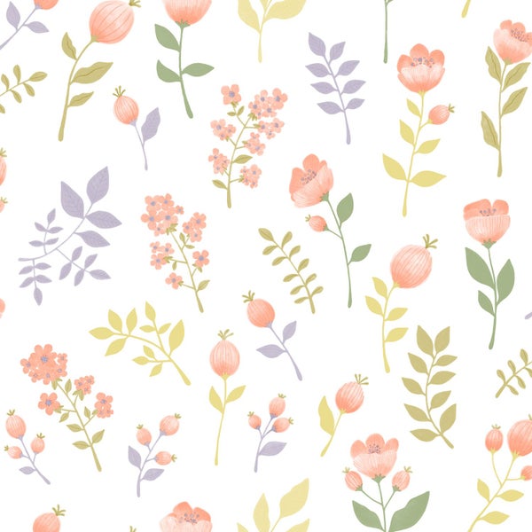 ESTAhome Tapete Blumen Pastell-Farben - 50 x 900 cm - 139976
