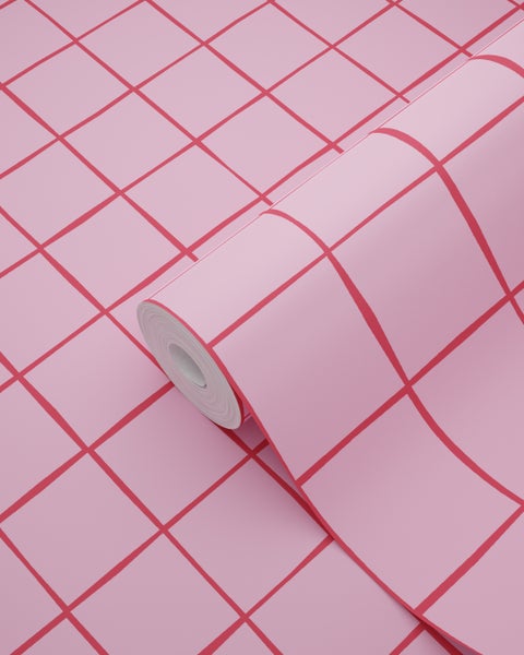 ESTAhome Tapete Karomuster Rosa - 50 x 900 cm - 131597