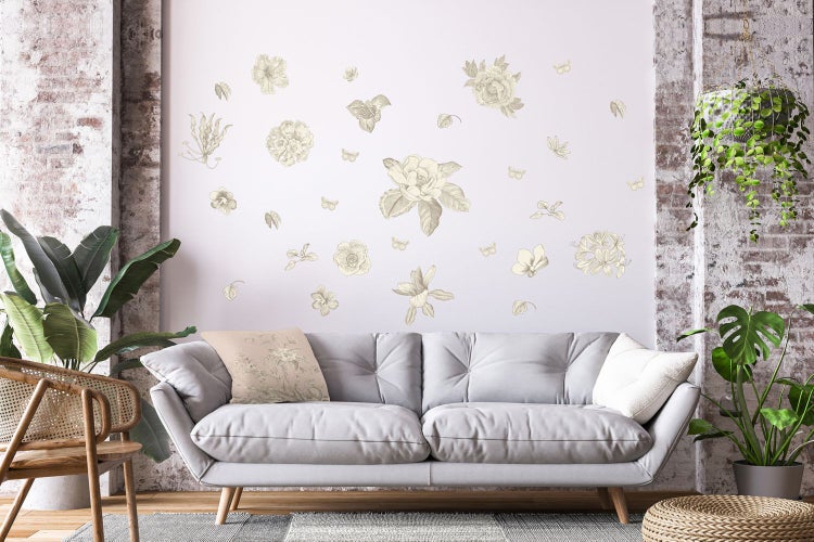 Sanders und Sanders Wandtattoo Blumen Grau - 85 x 65 cm - 601351