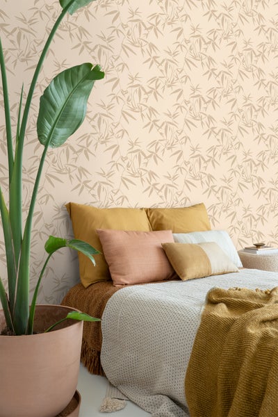 ESTAhome Tapete Bambusblätter Beige - 0.53 x 10.05 m - 139733