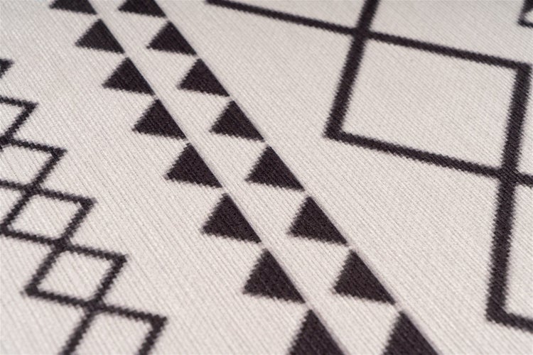 Flachflor Teppich Ethereaque Weiß / Schwarz Ethno-Design 120 x 180 cm