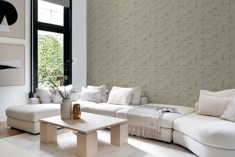 Origin Wallcoverings Tapete 3D-Würfel Beige - 50 x 900 cm - 347897