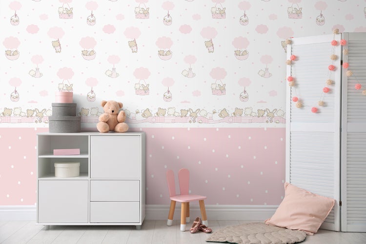 Sanders und Sanders Tapete Tiere Rosa und Weiß - 53 cm x 10 m - 640446