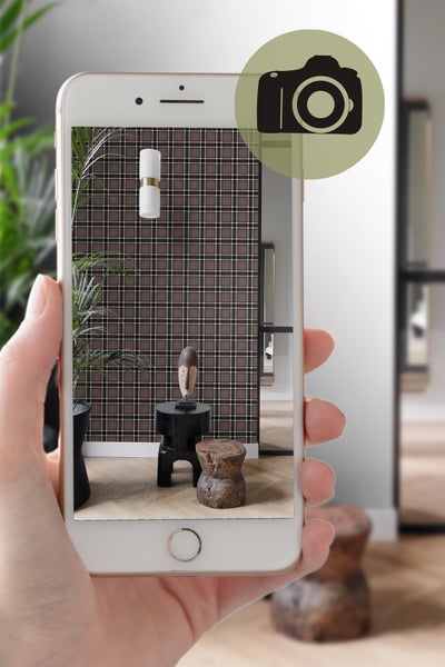 Origin Wallcoverings Tapete Karomuster Dunkelgrau und Rosa - 53 cm x 10.05 m - 347472