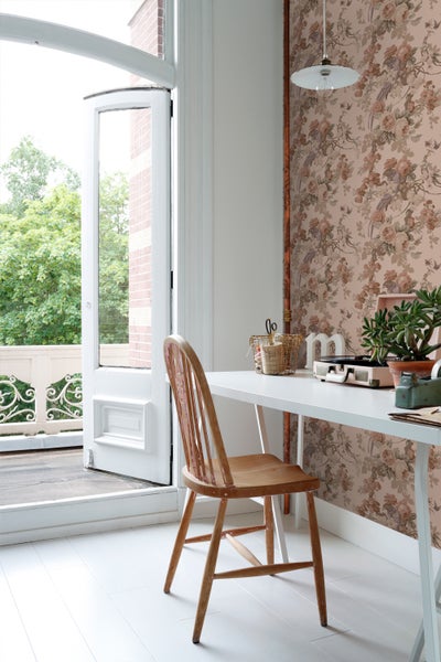 ESTAhome Tapete Blumen und Vögel Altrosa - 50 x 900 cm - 139809