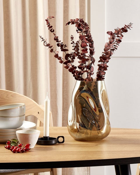Blumenvase IMEROS Glas 27 cm Goldbraun