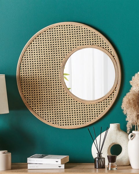 Wandspiegel PALAU 60 cm 60 cm Rattan Naturfarben