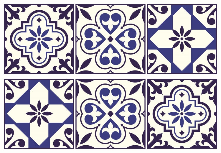 Sanders und Sanders Wandtattoo Fliesenmuster Blau - 65 x 42.5 cm - 600329