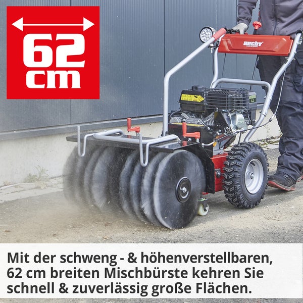 Kehrmaschine mit 62 Zentimeter Arbeitsbreite für die Reinigung großer Flächen.