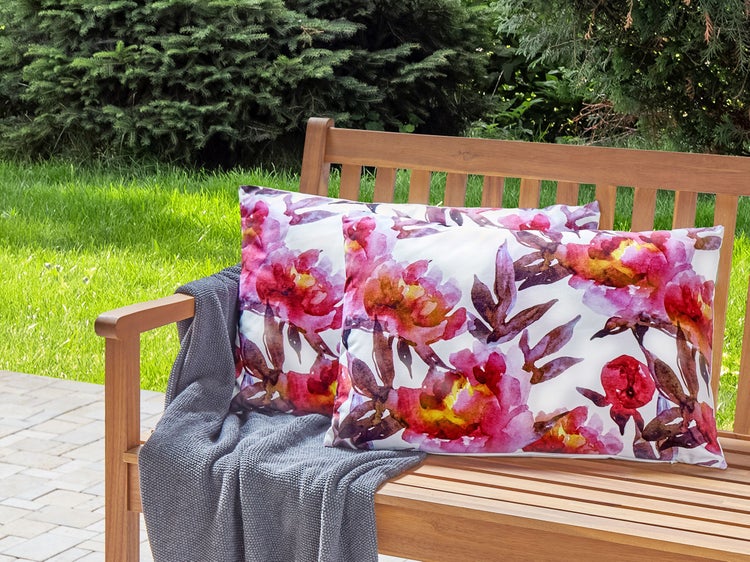 Gartenkissen 2er Set LANROSSO Blumenmuster 40 x 60 cm Rosa
