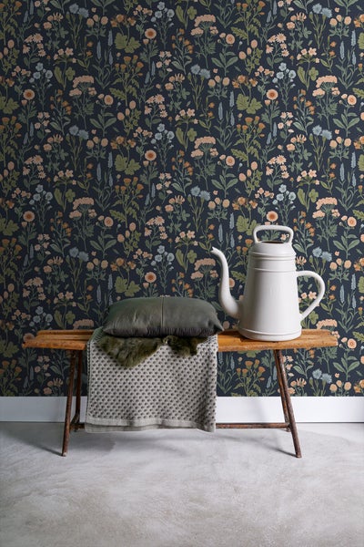 Sanders und Sanders Tapete Feldblumen Dunkelblau - 50 x 900 cm - 935374