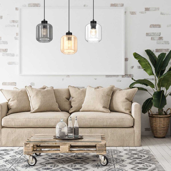 Pendelleuchte Hängeleuchte Arvada Mix 3 x E27 Metall + Glas 60 cm 11166