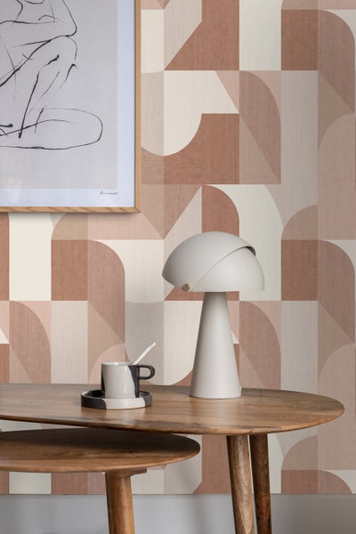 Origin Wallcoverings Tapete Kreise im Bauhaus-Stil Terrakotta und Beige - 50 x 900 cm - 348029