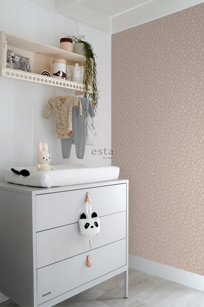 ESTAhome Tapete Blumenmuster Altrosa und Weiß - 0,53 x 10,05 m - 139280
