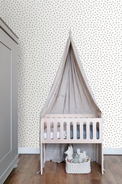 Origin Wallcoverings Tapete Punkte Weiß und Schwarz - 53 cm x 10.05 m - 347699