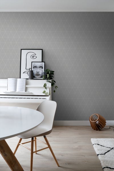 ESTAhome Tapete grafische Dreiecke Grau - 50 x 900 cm - 139813