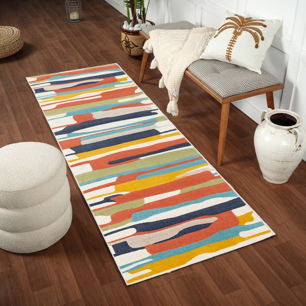 Moderner Skandinavischer Flurteppich Mehrfarbig/Orange 80x220 cm ANAIS