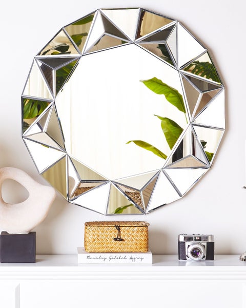 Wandspiegel silber Diamantform ø70 cm HABAY
