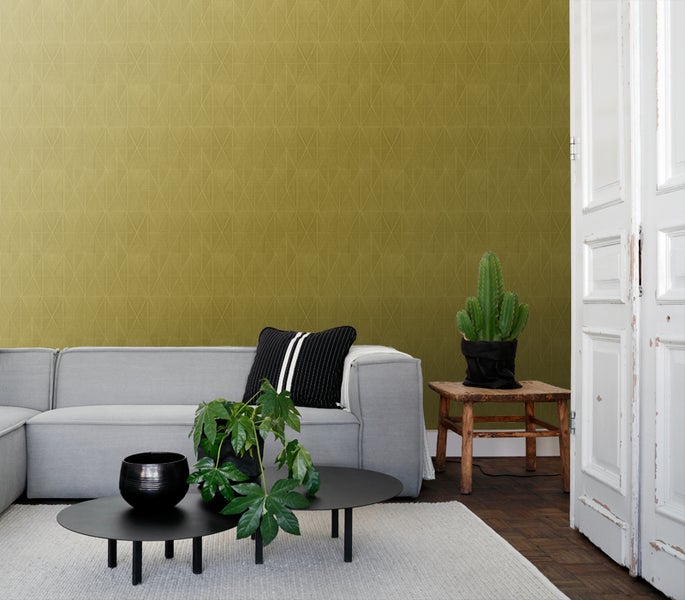 ESTAhome Tapete Origami-Muster Ockergelb - 53 cm x 10.05 m - 148711