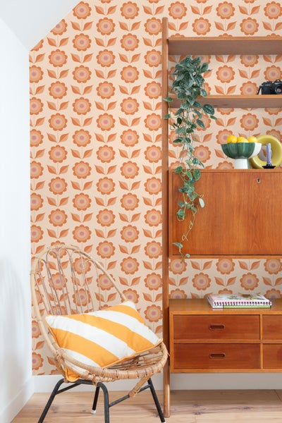 ESTAhome Tapete Blumen Orange - 50 x 900 cm - 130977