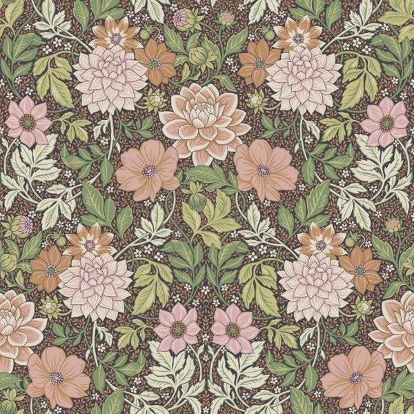 Borastapeter Tapete Blumenmuster im Jugendstil Grün und Hellrosa - 53 cm x 10.05 m - 660403