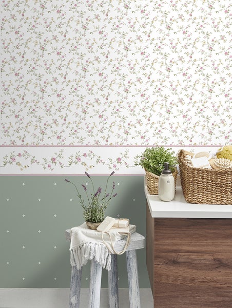 Sanders und Sanders Tapete Blumen Graugrün und Weiß - 53 cm x 10 m - 640411