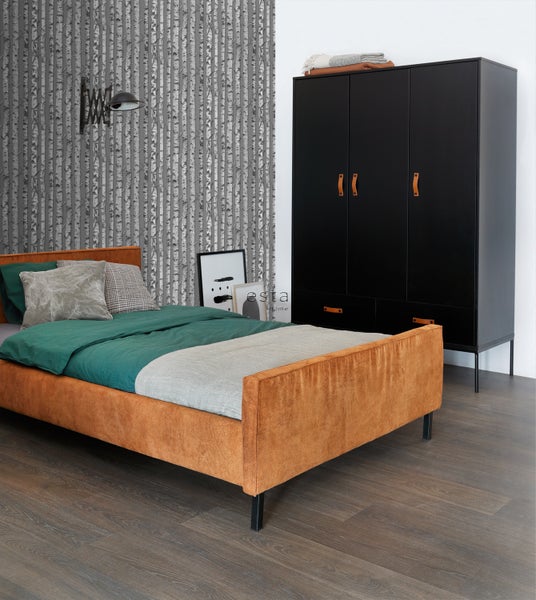 ESTAhome Tapete Birkenstämme Taupe Grau und Hellgrau - 53 cm x 10.05 m - 138892