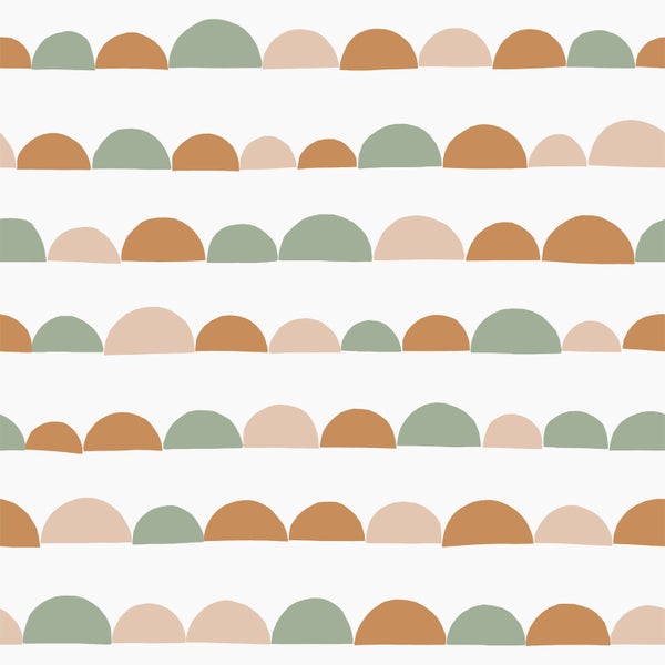 ESTAhome Tapete grafisches Motiv Hellrosa, Dunkelorange und Mintgrün - 53 cm x 10.05 m - 139267