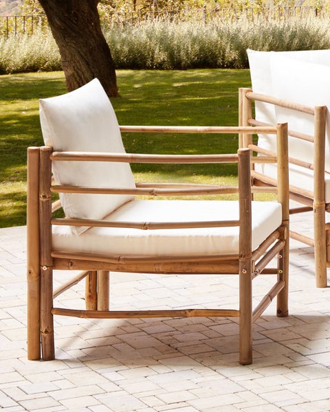 Garten Sessel CERRETO Bambusholz Cremeweiß