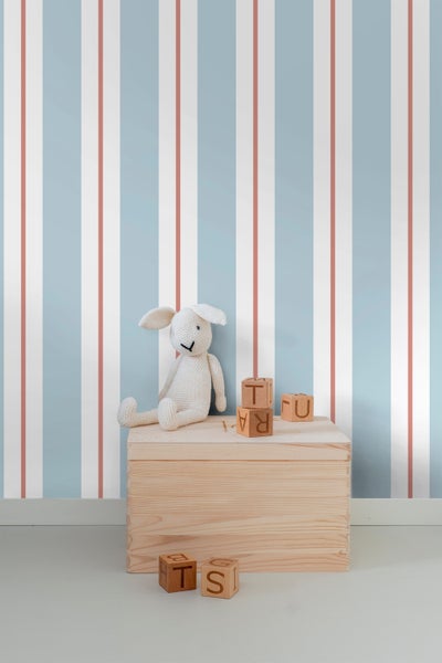 Sanders und Sanders Tapete Streifen Blau und Terrakotta - 53 cm x 10 m - 640311
