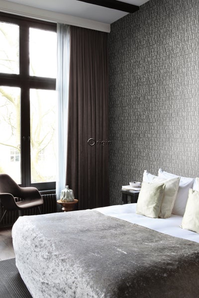 Origin Wallcoverings Tapete alte eiserne Druckbuchstaben Dunkelgrau - 53 cm x 10.05 m - 347591