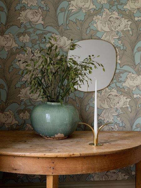Borastapeter Tapete Blumen Hellblau und Beige - 53 cm x 10.05 m - 660076