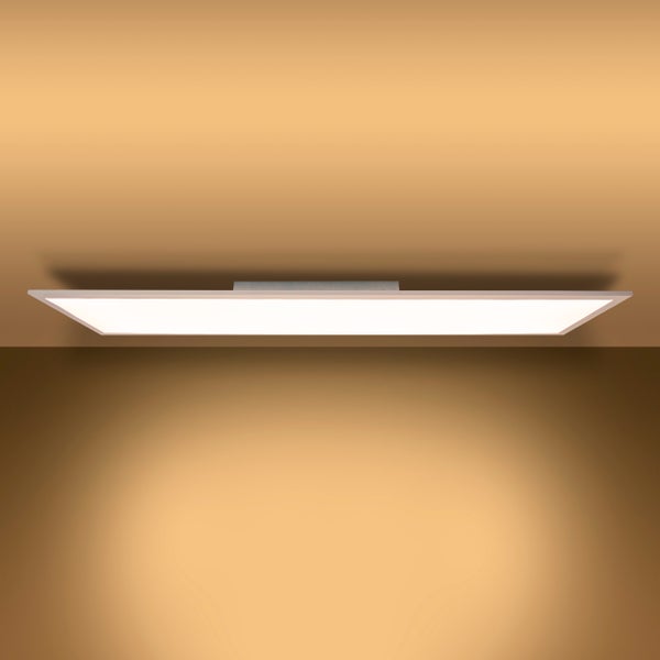 LED Panel-Deckenleuchte NICO, funktionelle Deckenleuchte aus Metall und Kunststoff in weiß, mit festverbauten LED und vielen Funktionen, ideal für Büro, Praxis oder Werkstatt, ca. 119,5 cm lang