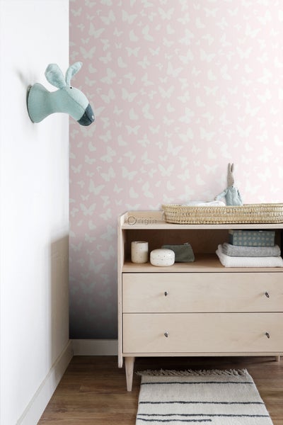 Origin Wallcoverings Tapete Schmetterlinge Rosa und Weiß - 53 cm x 10.05 m - 347691