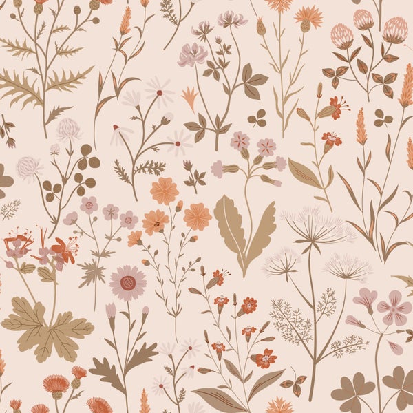 ESTAhome Tapete Feldblumen Beige - 53 cm x 10.05 m - 139596