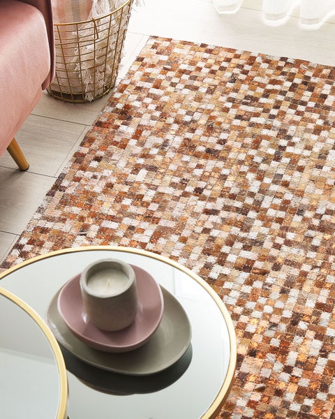 Teppich Kuhfell braun / beige 160 x 230 cm geometrisches Muster Kurzflor TORUL