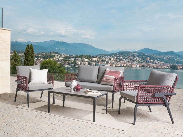 Lounge Set mit Tisch 4-Sitzer SCIACCA Metall Grau